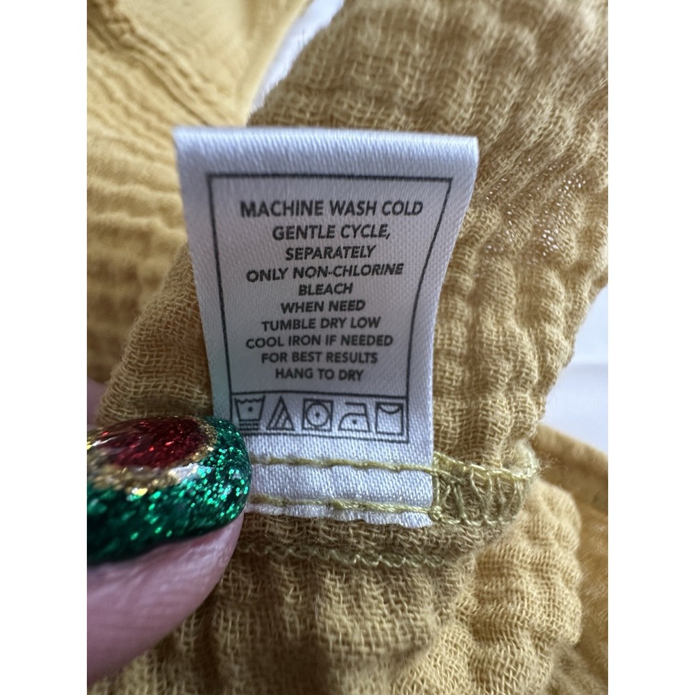 Monrow Womens‎ Cap Sleeve V Neck Boxy Gauze Small Top Yellow Cotton #GG8-3 - Picture 5 of 7